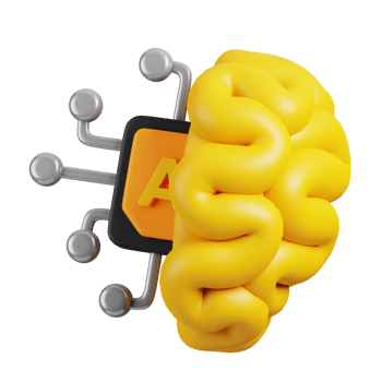 AI Brain icon isolated. AI support in business and artificial intelligence technology concept. 3D Render illustration. png