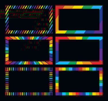Rectangle frame border collection with rainbow colors vector