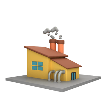 3D factory building icon png