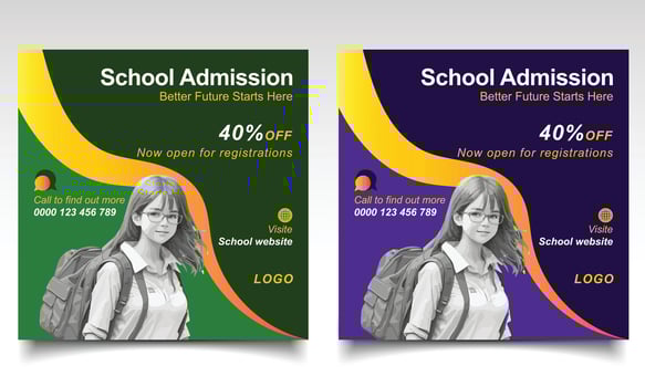 School banner design. School admission poster or left let. vector