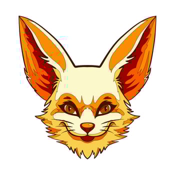 Cute muzzle fennec fox. Portrait of a orange desert fennec fox. Animal head. Vector illustration.