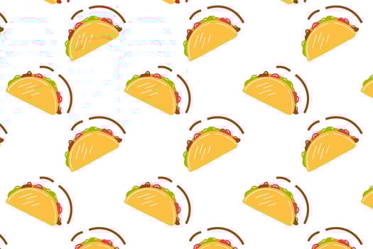 Burrito, quesadilla, Mexican food pattern on a white background. Pattern, seamless cartoon style taco pattern. Mexican food. vector