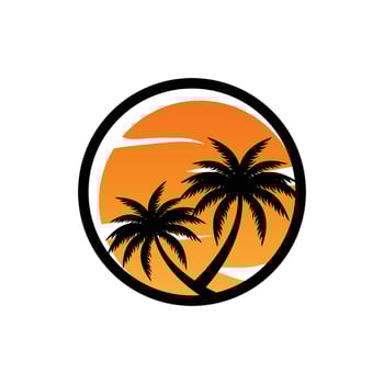 Coconut Tree Logo Design, Beach Plant Vector, Palm Tree Summer, Illustration Template vector