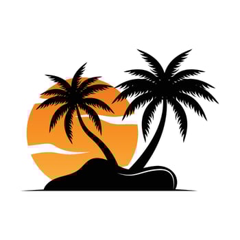 Coconut Tree Logo Design, Beach Plant Vector, Palm Tree Summer, Illustration Template vector