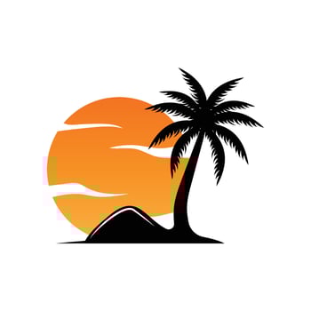 Coconut Tree Logo Design, Beach Plant Vector, Palm Tree Summer, Illustration Template vector