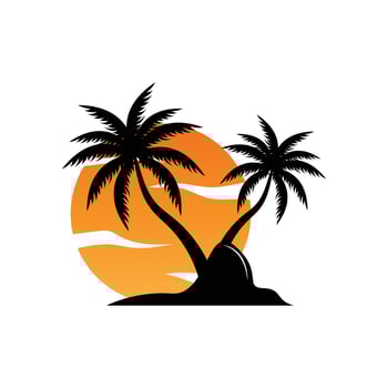 Coconut Tree Logo Design, Beach Plant Vector, Palm Tree Summer, Illustration Template vector