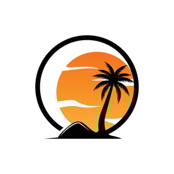 Coconut Tree Logo Design, Beach Plant Vector, Palm Tree Summer, Illustration Template vector