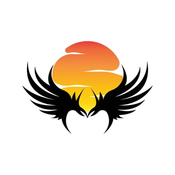Wing Logo Design, Vector Eagle Falcon Wings, Beauty Flying Bird, Illustration Symbol