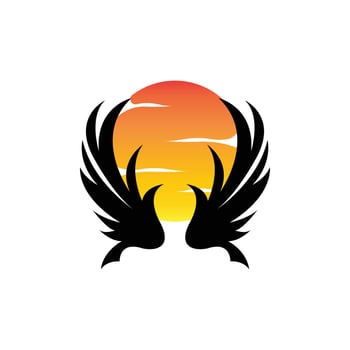 Wing Logo Design, Vector Eagle Falcon Wings, Beauty Flying Bird, Illustration Symbol