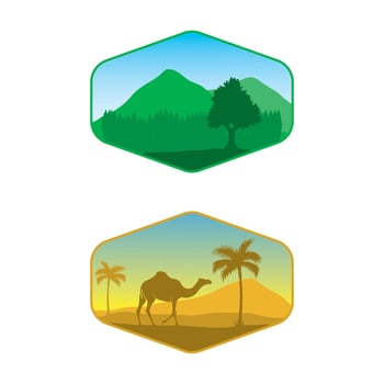 mountain forest logo illustration design vector