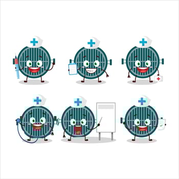 Doctor profession emoticon with grill cartoon character vector
