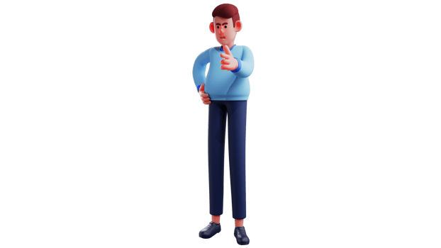 3D illustration. Angry Businessman 3D cartoon character. Businessman is scolding his men who made a mistake. Businessman showing scary expression. 3D cartoon character png