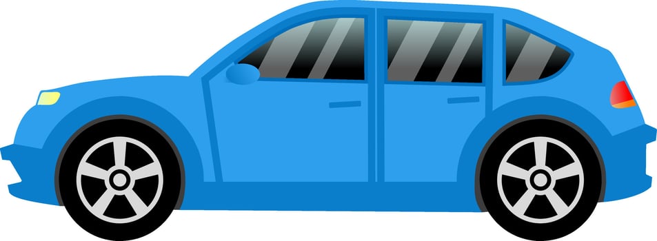 Hatchback car vector illustration. Hatchback car with blue color for icon, symbol or sign. Vehicle icon of crossover car for design about transportation, automotive and automobile