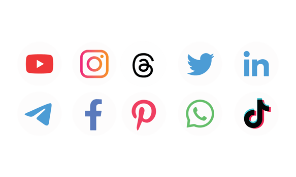 Collection of popular social media logo. png