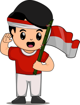 Cute Boy Holding Indonesian Flag png