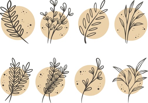 Set of hand drawn herbs. Vector illustration in doodle style.