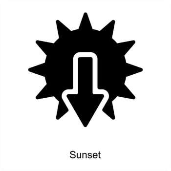 Sunset and sundown icon concept vector