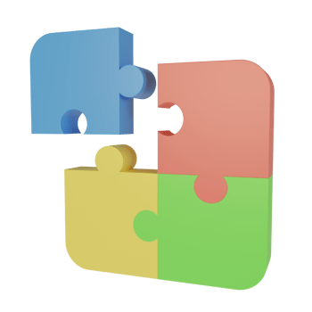 3d render icon Jigsaw puzzle. Tiling puzzle. Puzzles parts. png