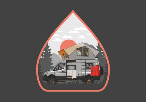 Large van with roof tent illustration design vector