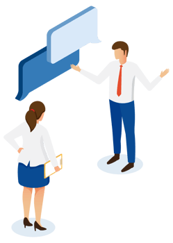 Isometric people talking. Business communication. chat bubble png