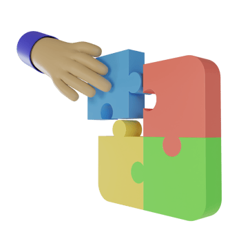 3d render of hand and jigsaw icon. concept for problem solving teamwork. puzzle sign png