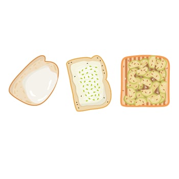 Set Of Bread Toast Illustration vector