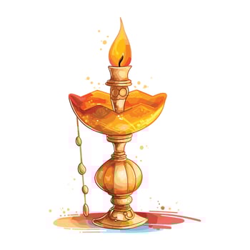 Happy Diwali oil lamp vector