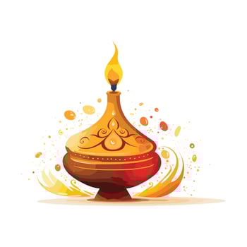 Happy Diwali oil lamp vector