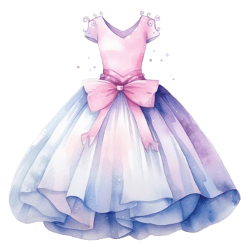 Watercolor princess dress. Illustration png