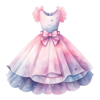 Watercolor princess dress. Illustration png