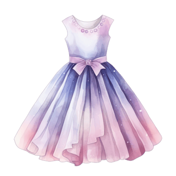 Watercolor princess dress. Illustration png