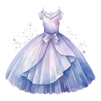 Watercolor princess dress. Illustration png