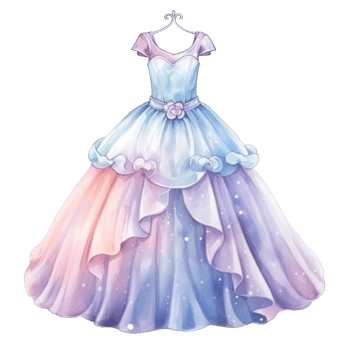 Watercolor princess dress. Illustration png