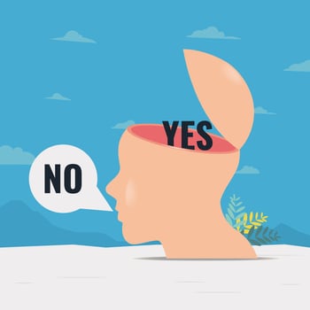 Lying process. The mind says yes but the mouth speak no vector