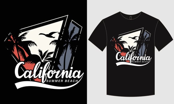 California  and summer t-shirt design vector