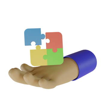 3d render of hand and jigsaw icon. concept for problem solving teamwork. puzzle sign png