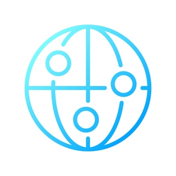 Global connection pixel perfect gradient linear vector icon. Internet of things. Telecommunication. Technology world. Thin line color symbol. Modern style pictogram. Vector isolated outline drawing