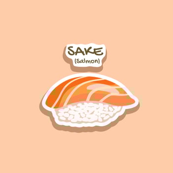 Sake Salmon Fish Sushi Vector
