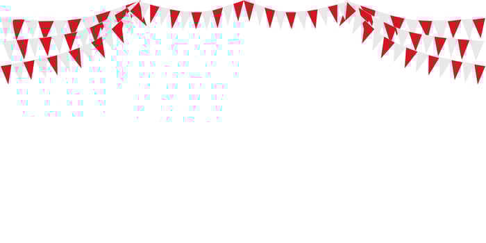 Bunting Hanging Red and White Flag Triangles Banner Background. Bunting flags for celebration, party, fair, market, sale. China, Canada, Swiss, Denmark concepts. vector