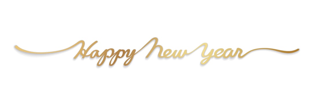 Happy New Year Vector 3-D Hand-Written Gold Script With Text Space Isolated On A White Background.