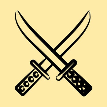 Icon katana sword. Japan elements. Icons in hand drawn style. Good for prints, posters, logo, advertisement, infographics, etc. vector