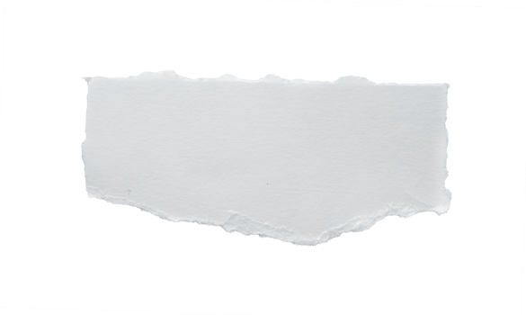 close up of a white ripped piece of paper with copyspace. torn paper isolated transparent png