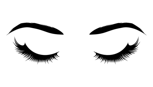 Realistic female closed eyes with eyebrows and long eyelashes. vector