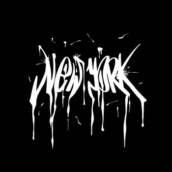 Modern graffiti with the inscription New York. Marker, spray. Vector illustration for printing on fabric, logo.
