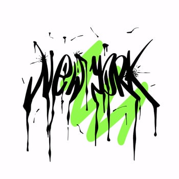 Modern graffiti with the inscription New York. Marker, spray. Vector illustration for printing on fabric, logo.