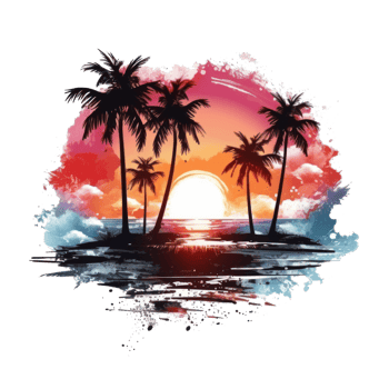Summer tropical t-shirt design. Illustration png