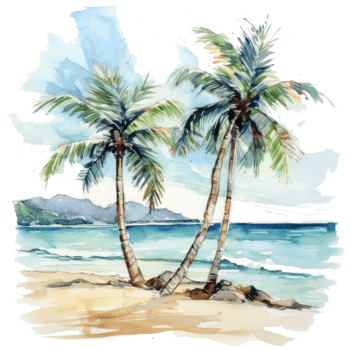 Watercolor tropical background. Illustration png