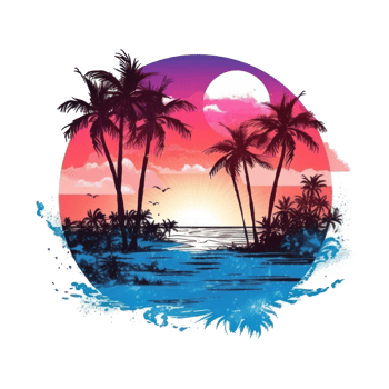 Summer tropical t-shirt design. Illustration png