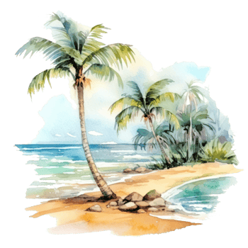 Watercolor tropical background. Illustration png