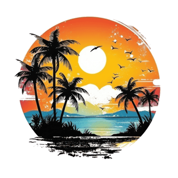 Summer tropical t-shirt design. Illustration png